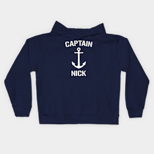 Nautical Captain Nick Personalized Boat Anchor Kids Hoodie